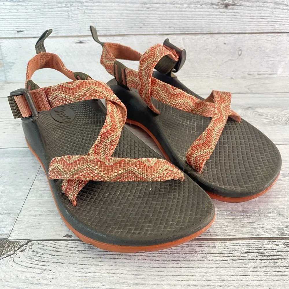 Chaco Sandals Kids 4 Orange Z1 Single Strap‎ Classic Summer Outdoor Hiking Fun